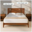 Lit plateforme en bois de bambou de taille moyenne Mid-Century 12 po avec lattes de bois et support en métal, aucun sommier nécessaire