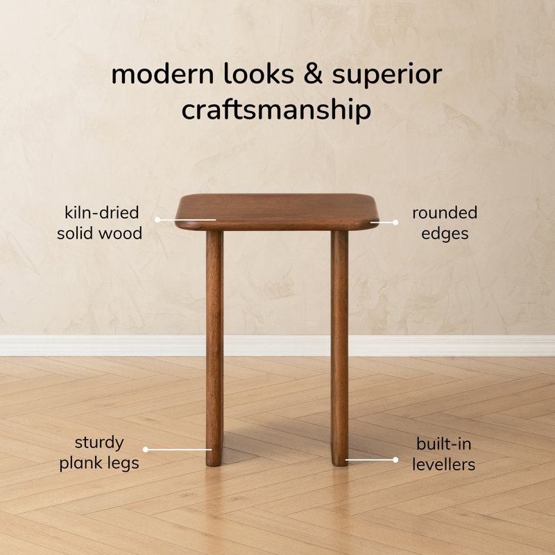 Adalhi Solid Wood Sled End Table, Walnut