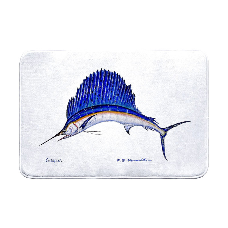 Sailfish - Tapis de bain, L 36 po x l 24 po, Blanc