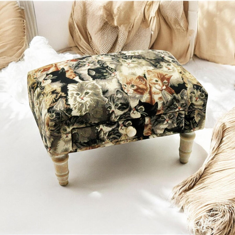 Winchell 40cm Wide Rectangle Animal Print Ottoman with Storage, Hand-Finished Footstool, Stylish Living Room Accent