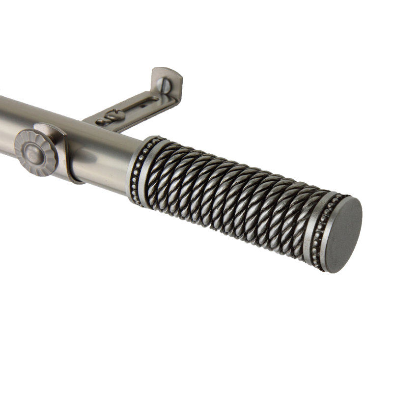 Tringle à rideaux simple filetée Elyse, 120 po à 170 po, Nickel satiné