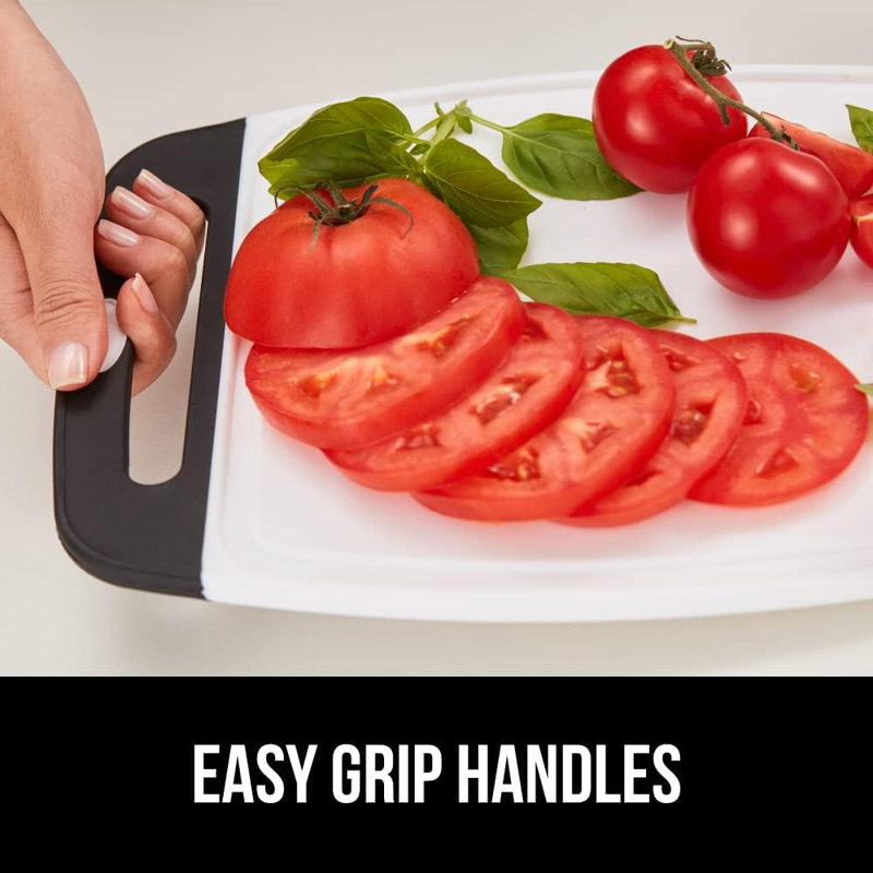 Ensemble de 3 planches à découper durables - non poreuses avec rainures à jus, bords antidérapants, idéales pour la préparation des aliments et la cuisson des Fêtes - Noir