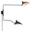 Applique murale rétro noire moderne rotative à brancher, lampe murale en métal à double bras articulé 2 lumières pour chambre à coucher