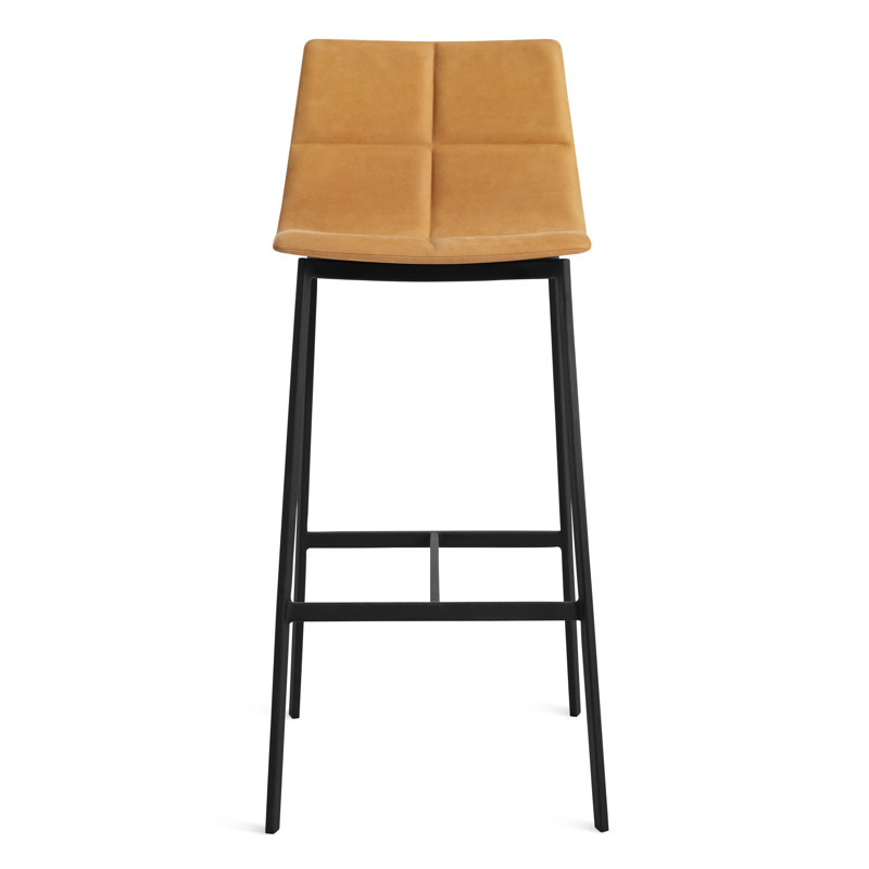 Between Us Stool, Black, Ink Genuine Leather, Bar Stool (31" Seat Height)