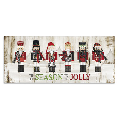 To Be Jolly Festive Phrase Winter Christmas Nutcrackers Oversized White Framed Giclee Texturized Art By Jennifer Pugh