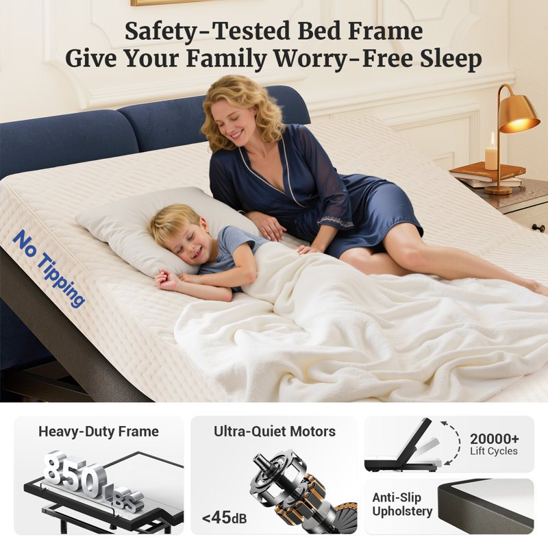 T600 Adjustable Bed Frame with Remote & Massage - Syncable Electric Beds Bases, Zero Gravity, Dual Side USB, Nightlight, Quiet Motor, 5 Min Easy Assembly