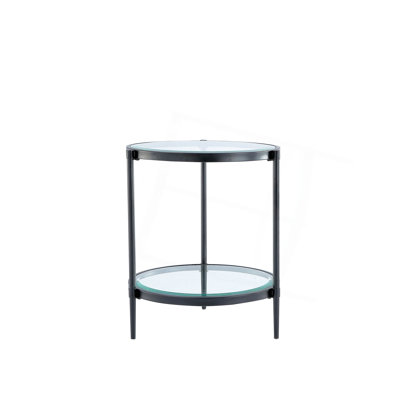 Sleek Minimalist Coffee Table, Crystal Clear Tempered Glass + Matte Black Industrial Frame
