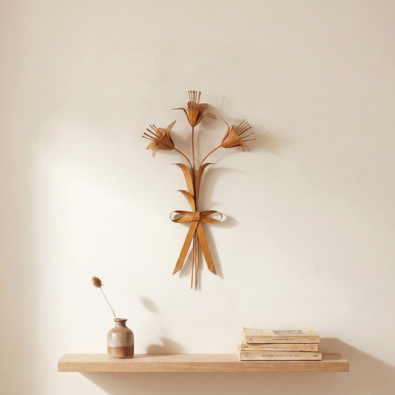 Matte Mustard Iron Flower Wall Art