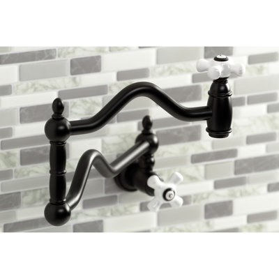 Kingston Brass Heritage Two-Handle 1-Hole Wall Mount Pot Filler Faucet