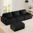 114" Flannel L-Shaped Modular Sectional With Ottoman-873230049