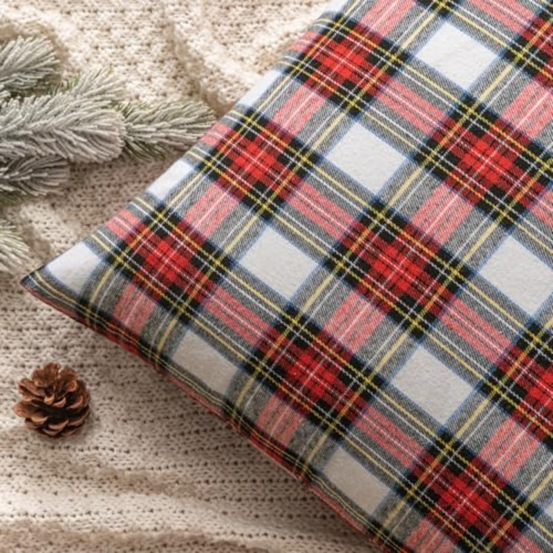 Housses de coussin de Noël écossais tartan écossais 26 x 26 vert, Rouge, blanc