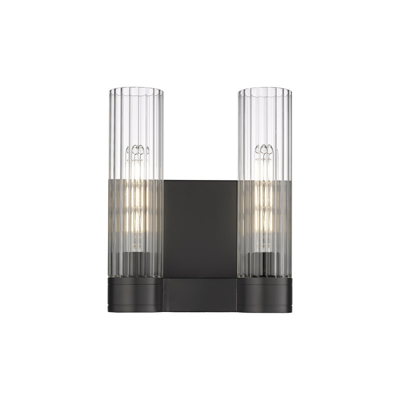 Applique murale 11 po 2 lumières Empire, Transparent, H 12,63 po x l 10,5 po x P 5,5 po, Noir mat