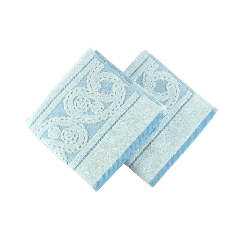 Ensemble de serviettes 100% coton 2 pièces Fayean, Bleu / bleu pâle