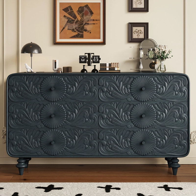 Black Solid Wood Accent Cabinet, Black, 35.43" H x 47.24" W x 15.75" D