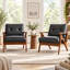 Fauteuil d'appoint rétro moderne du milieu du siècle, structure en bois massif de 71 cm de large, recouvert de tissu.