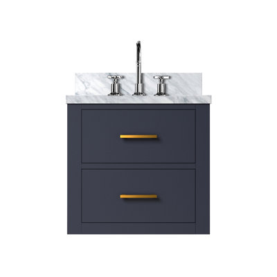Meuble-lavabo bleu l 20 po x P 18 po - Cadre et robinet en acrylique à fermeture en douceur en bois massif avec contreplaqué pour baignoire, meuble-lavabo, lavabo de douche, lavabo, luminaire