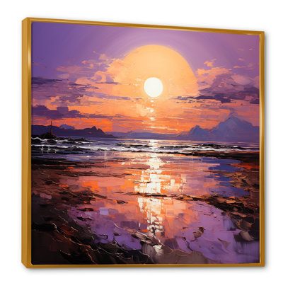 Jaune et mauve, océan, coucher de soleil, étreinte II