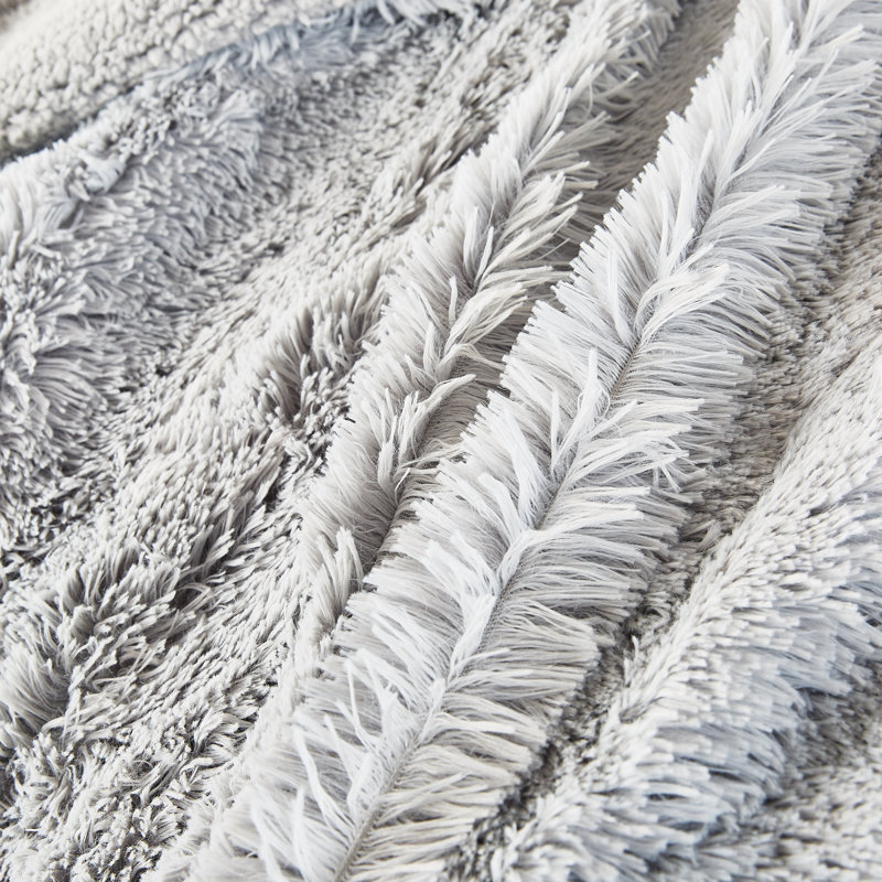 Long jeté en imitation fourrure de type sherpa à poil long très élégant Shaggy, l 60 po x L 70 po, Gris