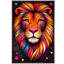 Reproduction d'art de lion moderne et coloré, reproduction d'art sur toile encadrée dans la chambre principale-124932517-124932515