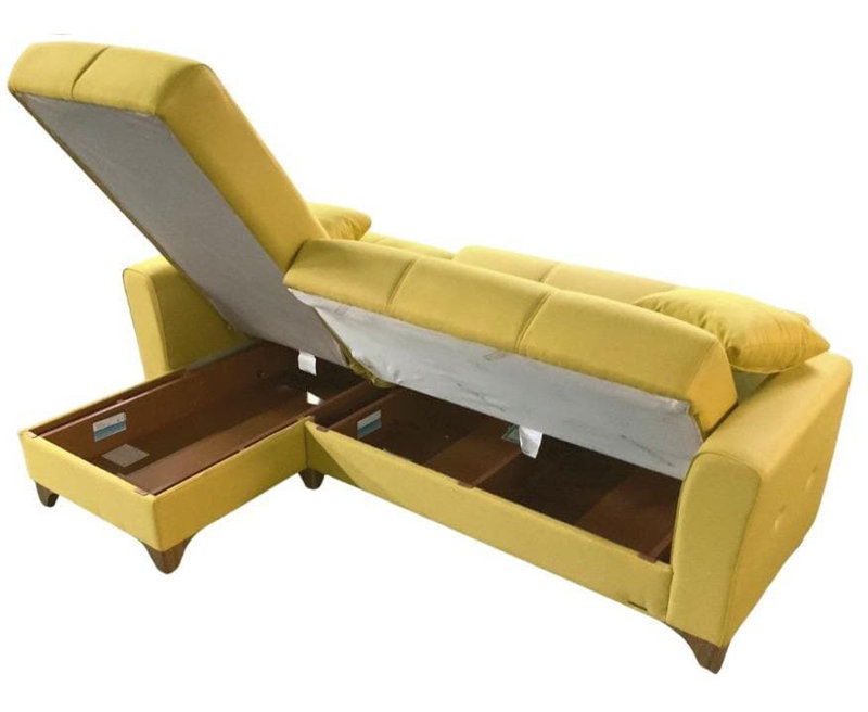 Canapé modulaire rembourré 3 pièces Delyankan, 100 % polyester jaune