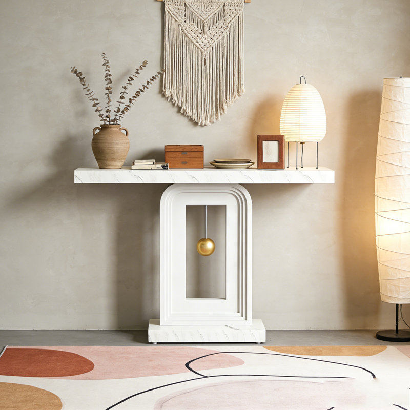 Modern Console Table Sofa Entryway Table with Gold Decor