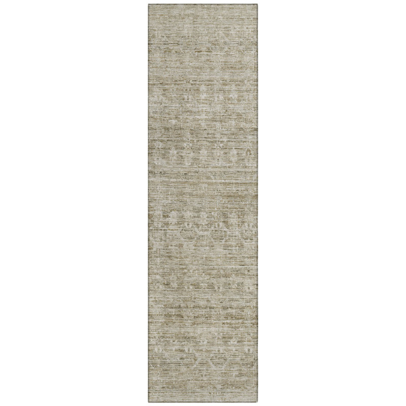 Machine Washable Indoor/Outdoor Xhevrie Taupe Rug, Runner 2'3" x 7'6"