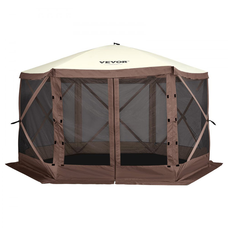 Pop Up Gazebo Tent, Pop-Up Screen Tent 6 Sided Canopy Sun Shelter with 6 Removable Privacy Wind Cloths & Mesh Windows, 10x10FT Quick Set Screen Tent with Mosquito Netting,