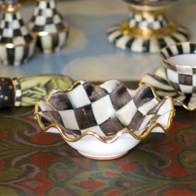 Courtly Check® Ceramic Fluted Bowl, 3" H x 8" W x 8" D