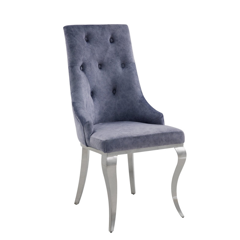 Ensemble de 2 chaises d'appoint en acier inoxydable Dekel, Gris