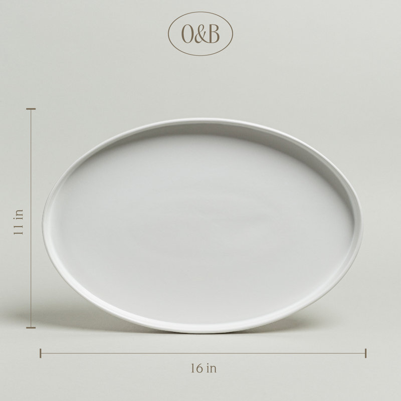 Over&Back Stackable Oval Serving Platter, White