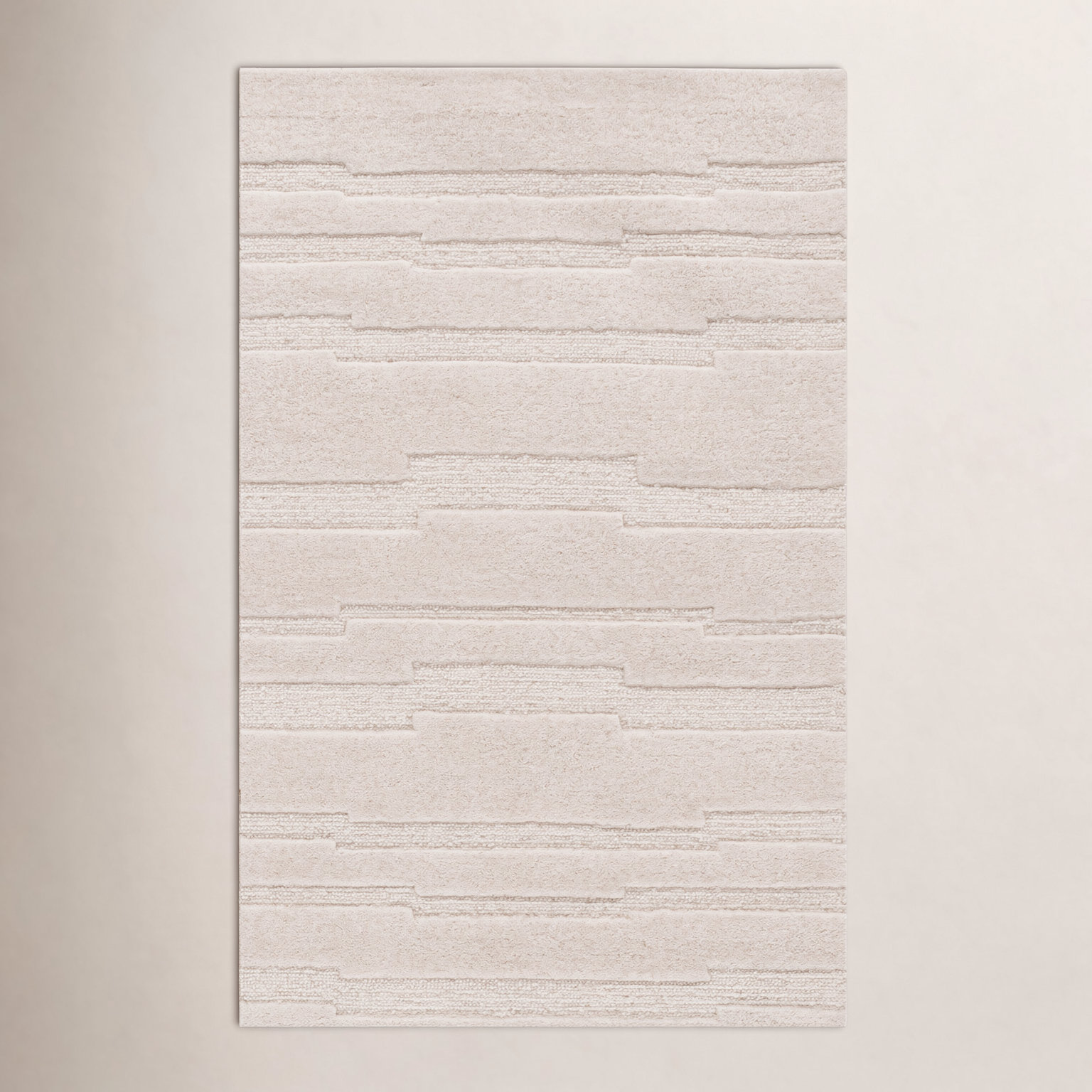 Elona Ivory Hand-Tufted Geometric Wool Rug, Rectangle 4' x 6'