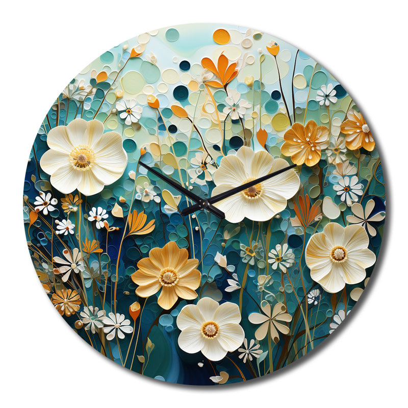 Horloge murale verte et bleue Tranquil Oasis II - Abstract Botanicals, Grand