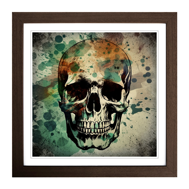 Skull Grunge Art - Framed Print, Walnut