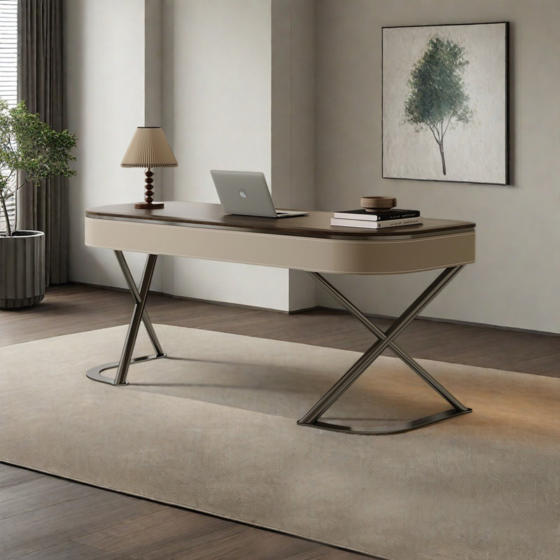 Italian Style Light Luxury Living Room Desk, 29.53" H x 70.87" W x 27.56" D