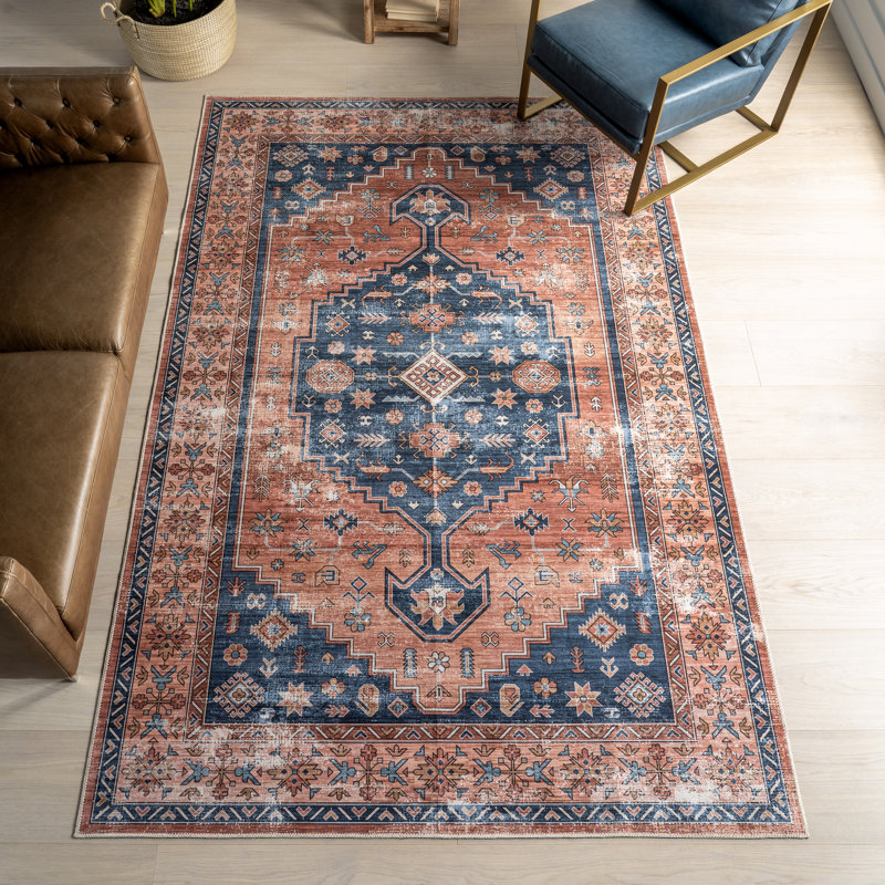 Lunn SplashGuard Traditional Machine Washable Area Rug, Rectangle 3' x 5'