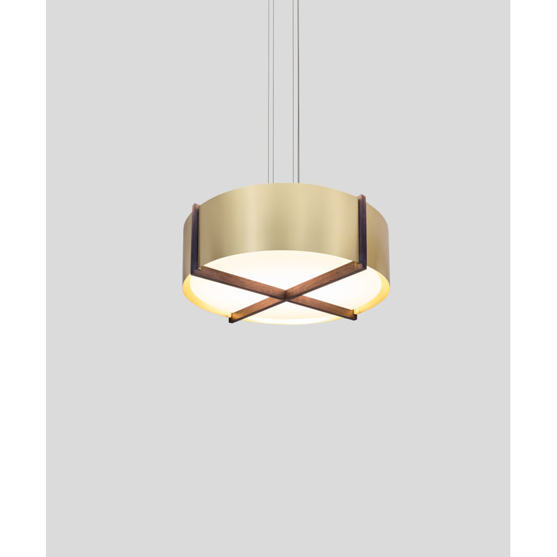 Plura 1 - Light LED Pendant, Brushed Brass, Walnut, 3000