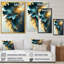 Abstrait bleu et feuilles d'or II - feuilles, art mural-835220316-835220307