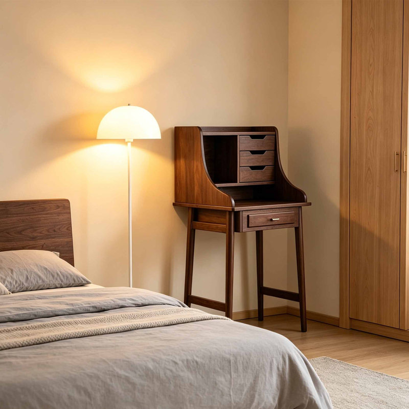 Petite coiffeuse à rangement de style italien, Marron foncé