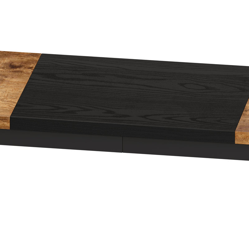 Table de salle à manger de cuisine moderne, table de pub, ensemble de table de salle à manger longue avec 3 tabourets, conception de tabouret suspendu pratique, naturel et noir