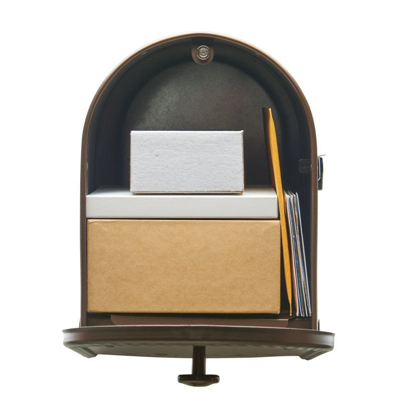 Edwards Steel Post Mounted Mailbox with Magnetic Closure, Venetian Bronze