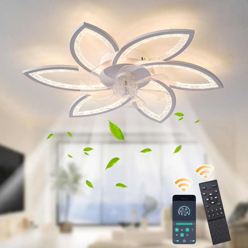 78cm 7 - Blade Reversible Dimmable LED Ceiling Fan With Remote Control And APP, White
