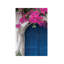 Greece, Santorini Weathered Blue Door Is Framed By Bright Pink Bougainvillea Blossoms - Print on Canvas-1129584594-1123454514