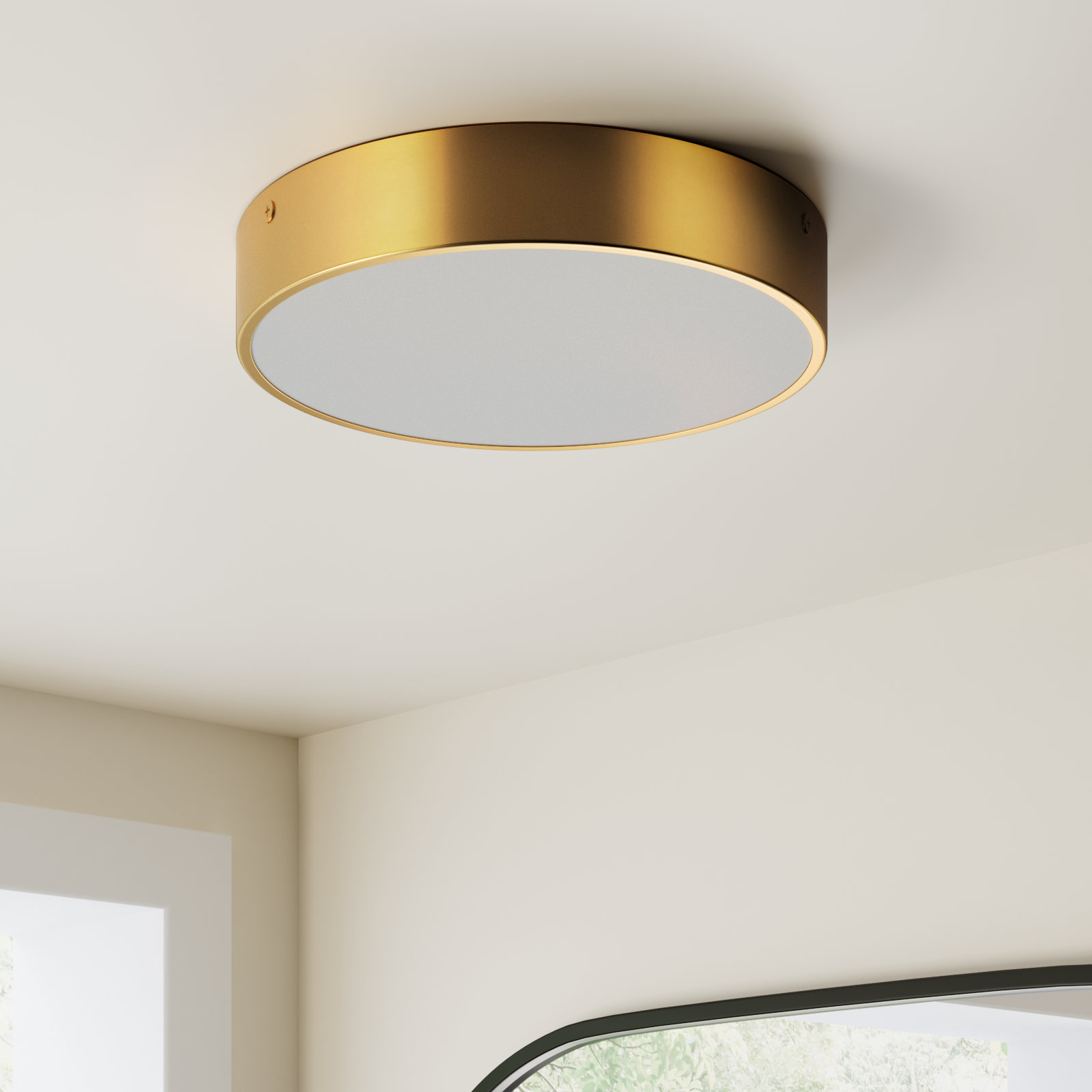 Orland Single Light Steel LED Flush Mount, Aged Gold, 2" H x 11.13" W x 11.13" D