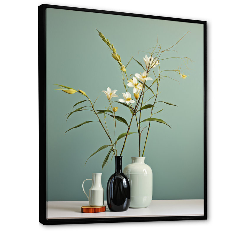 Whitbyston bleu sarcelle vert Mid Century Minimalist Oasis Poteries, reproduction d'art sur toile, H 32 po x l 24 po x P 1 po