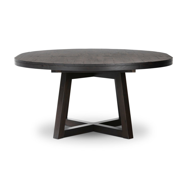Eberwin Round Extended Natural Dining Table, Dark Carbon