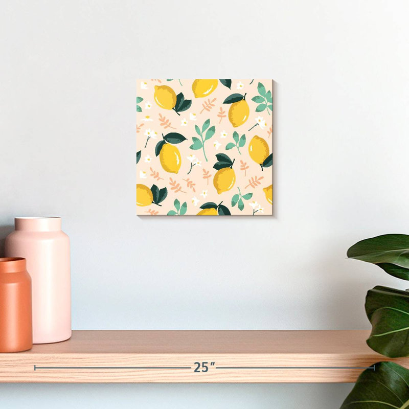 Motif Yarlin citron et fleurs, H 10 po x l 10 po