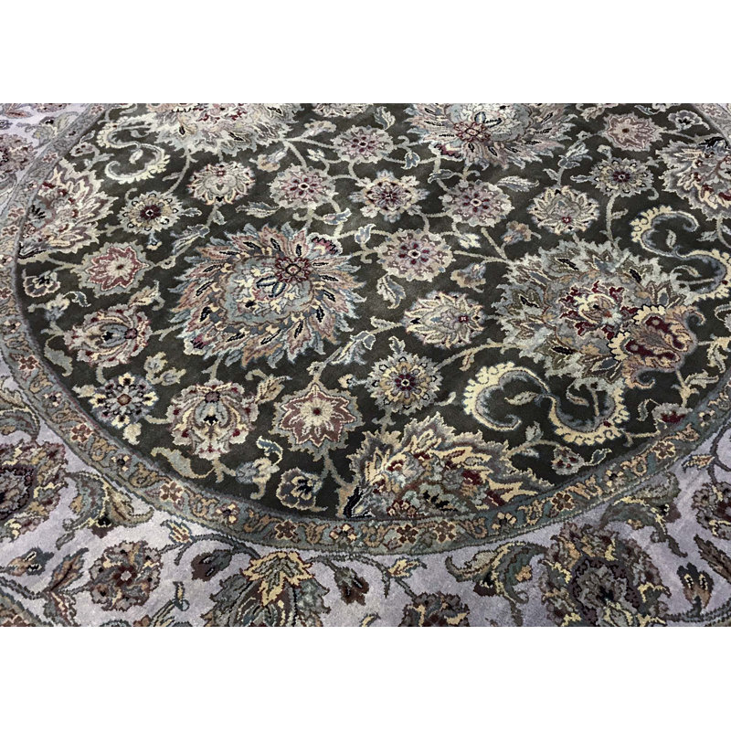 Tapis brun et crème noué à la main de haute qualité