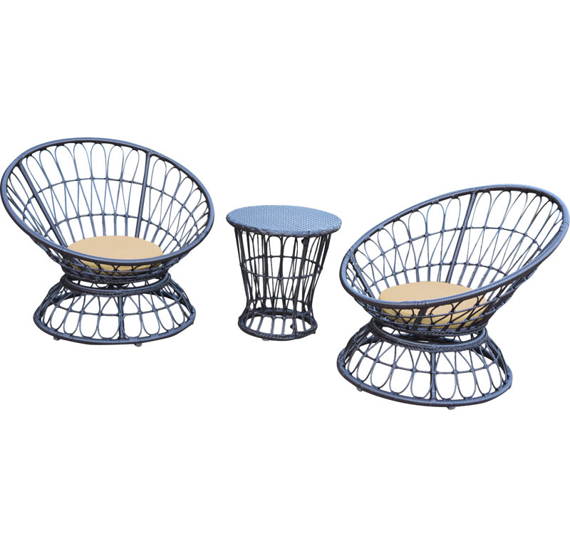 Ensemble de conversation avec coussins 3 pièces Barrigan, Brun clair