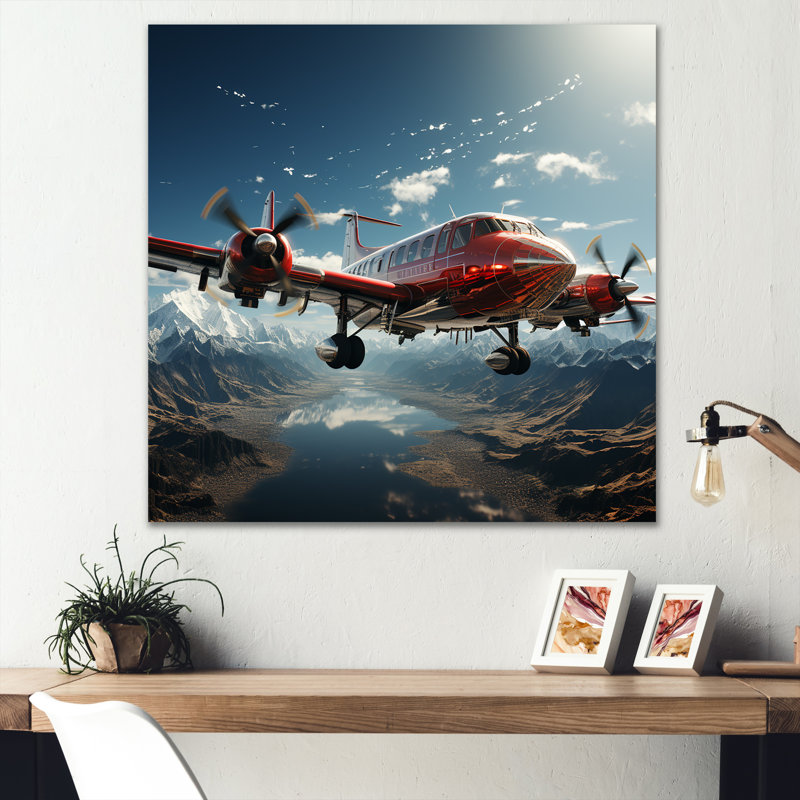 «In Flight Jet Plane Horizons» sur impression sur toile, Toile tendue, H 30 po x l 30 po x P 1 po