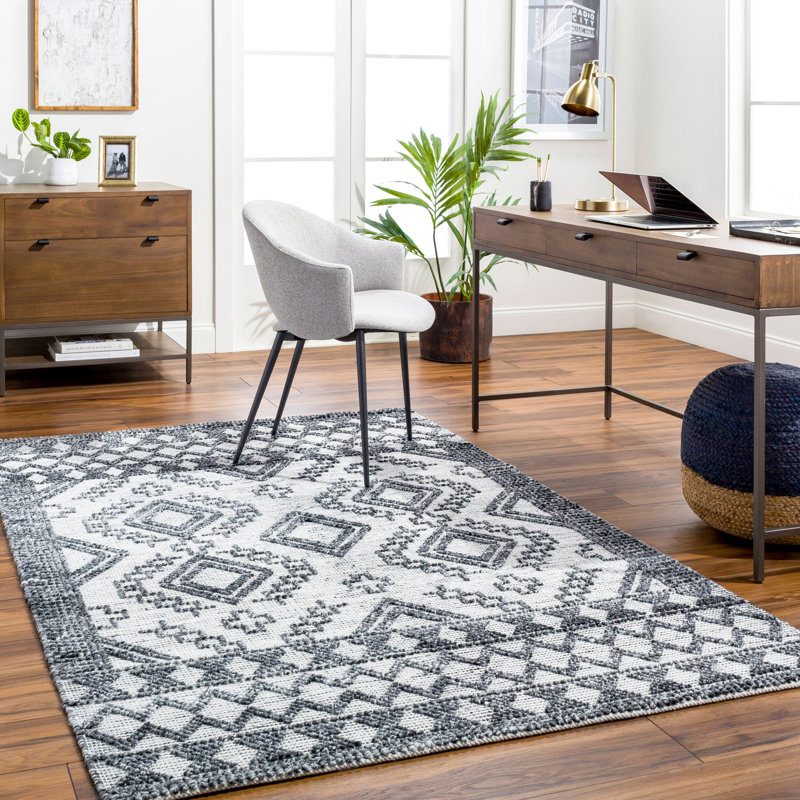 Geometric Area Rug, Dark Gray, Rectangle 9' x 12'
